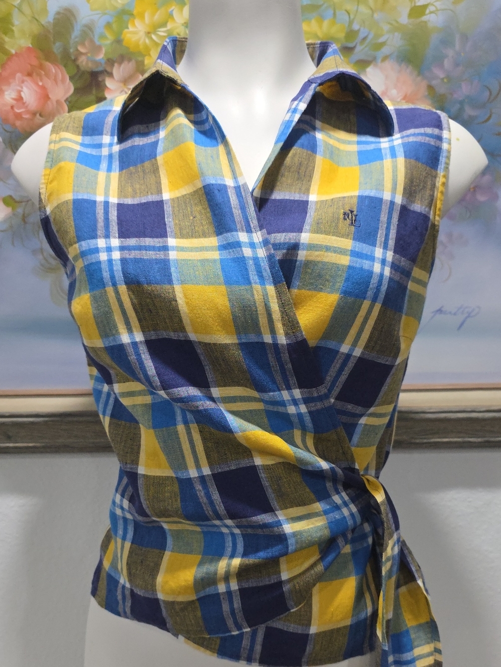 Lauren Ralph Lauren Sleeveless Plaid Wrap Top